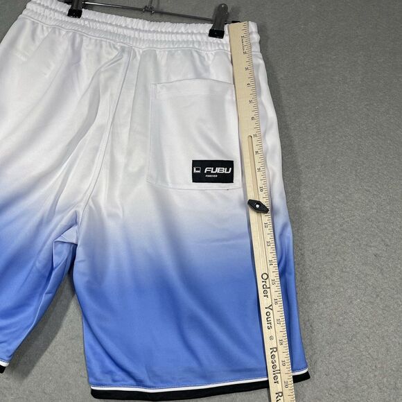 FUBU x Forever 21 Shorts Men Medium Blue White Colorblock Embroidered Logo - Picture 8 of 10